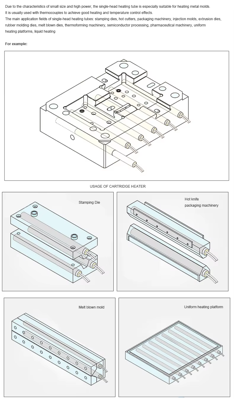 High Temperature 220V 110V 380V Cartridge Heater With Inner Wire For Cladding Machine first5 sheet