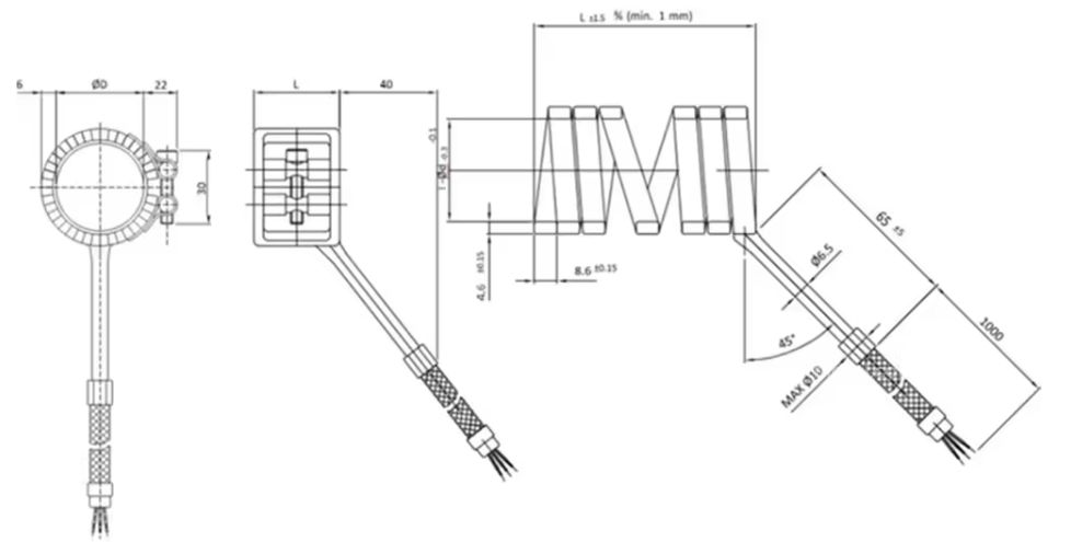Hot runner heaters 220V Stainless Steel Flexible Coil Heater Element with J Type 5 Wire Thermocouple first3 sheet