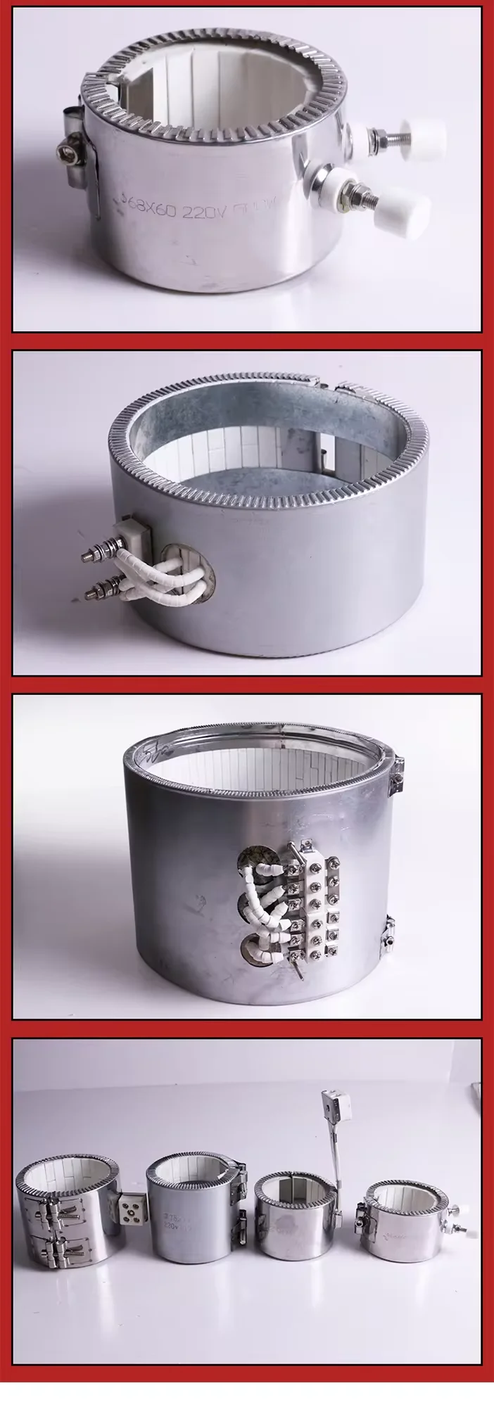 Stainless Steel Shell 220v Dia90x120mm 1500w Extruder Ceramic Band Heater For Making Masking first2 sheet
